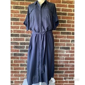 New Blue Striped Button Down Dress Size 10